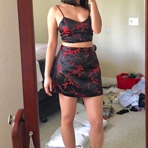 F21 Floral Satin Co-Ord Set